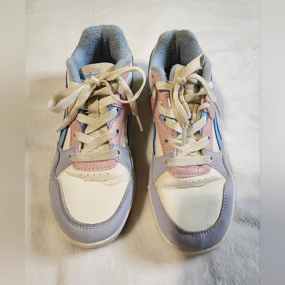 Reebok‎ BB 4000 Girls Sneakers - White, Blue, Purple, and Pink, GUC, Size 3K